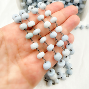 Blue Opal Rondel Oxidized Wire Chain